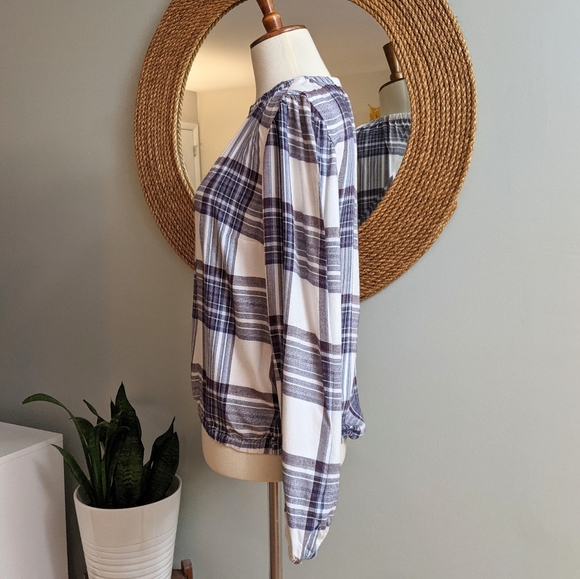 Anthropologie Cloth and Stone Glacier Plaid Top - Picture 3 of 5
